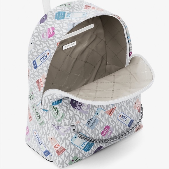 Michael Kors Rhea Medium Color-Block Signature Logo Backpack Light Quartz - Picture 6 of 7